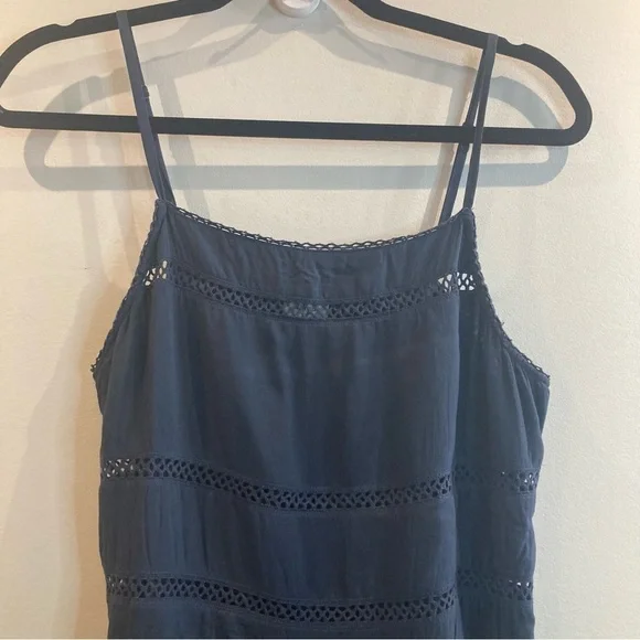 ARITZIA WILFRED Sz M Honoree 100% Modal Tiered Skirt Spaghetti Straps Dress BLUE - Picture 3 of 11